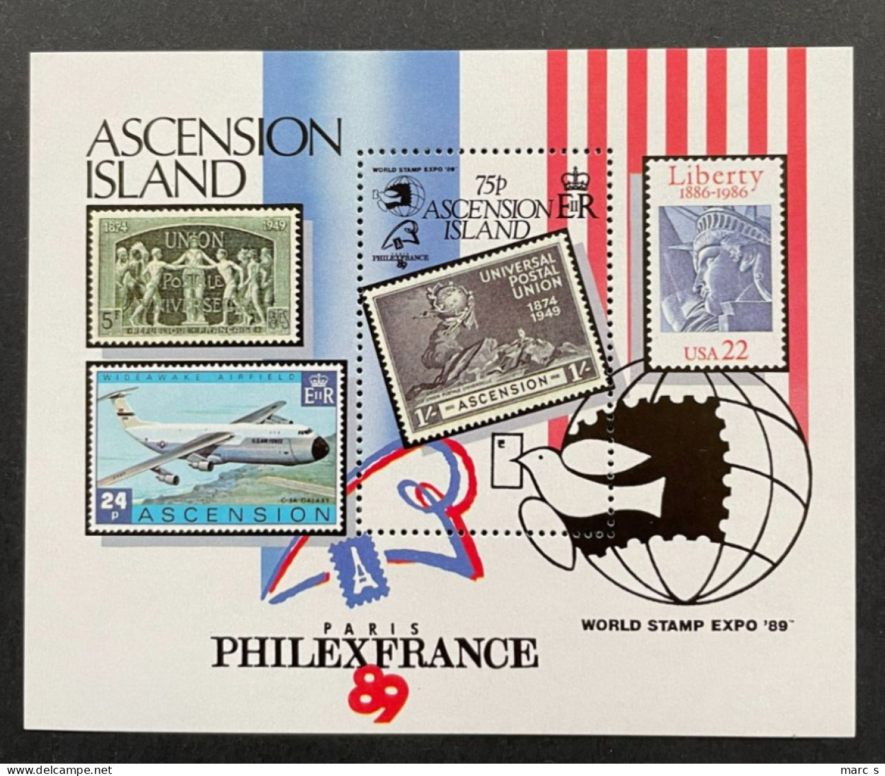 ASCENSION 1989 - NEUF**/MNH - LUXE - SHEET BLOC Mi BL 19 - YT BF 20 - PHILEXFRANCE - Ascension