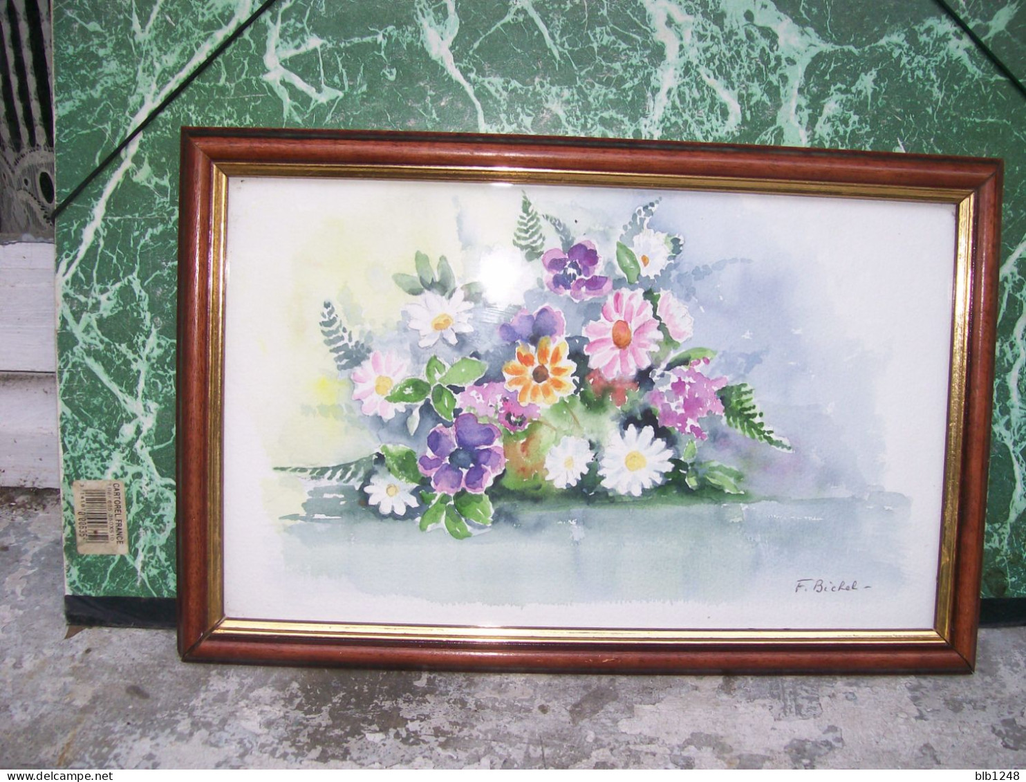 Art & Antiquités > Tableaux > Bouquet De Fleurs Veritable Aquarelle De F Bichel - Acquarelli