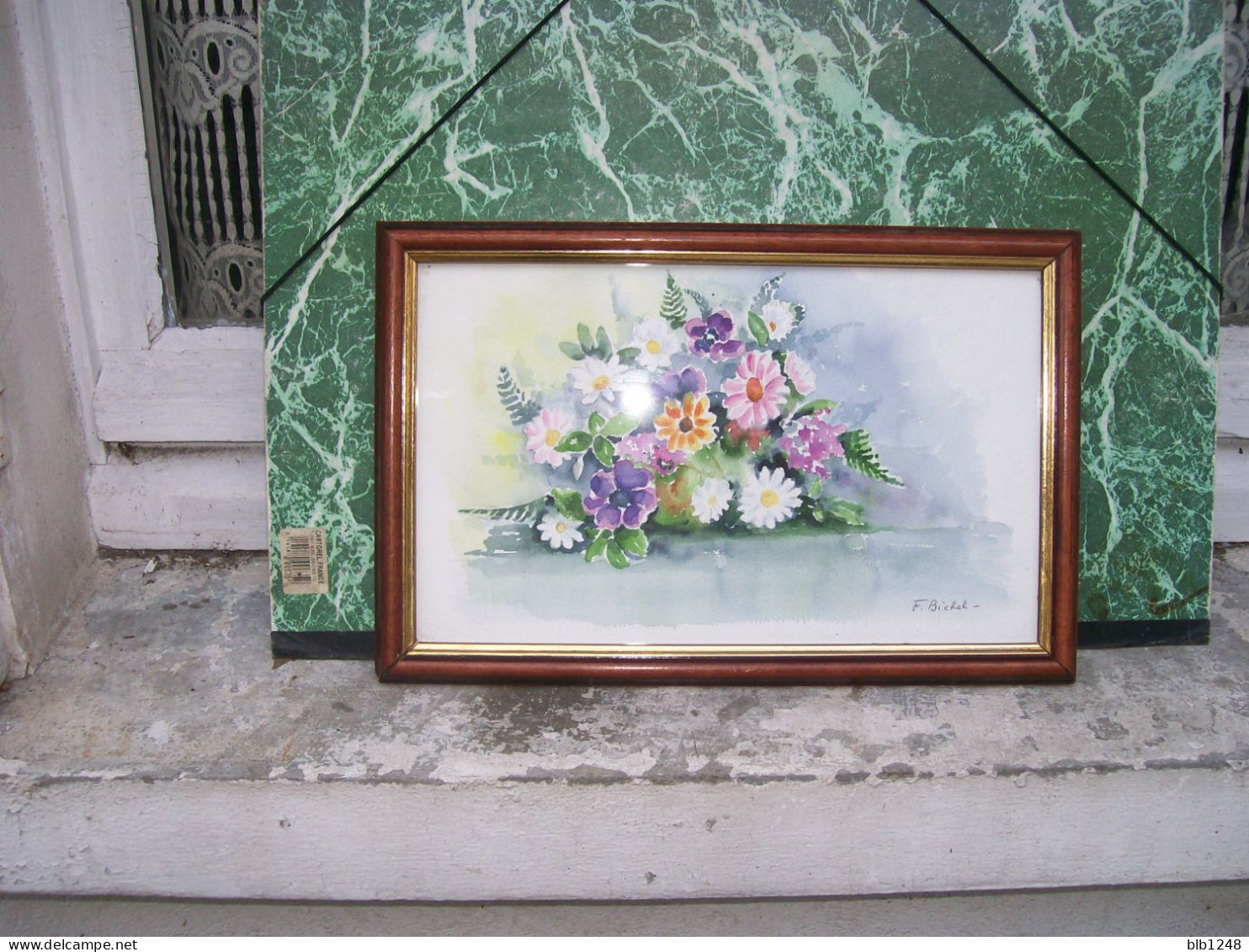 Art & Antiquités > Tableaux > Bouquet De Fleurs Veritable Aquarelle De F Bichel - Acuarelas