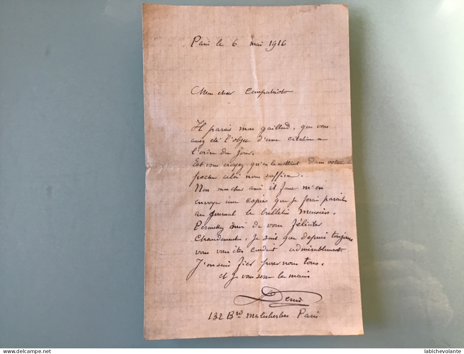 Ancienne Correspondance Du 6 Mai 1916 - Manuscritos
