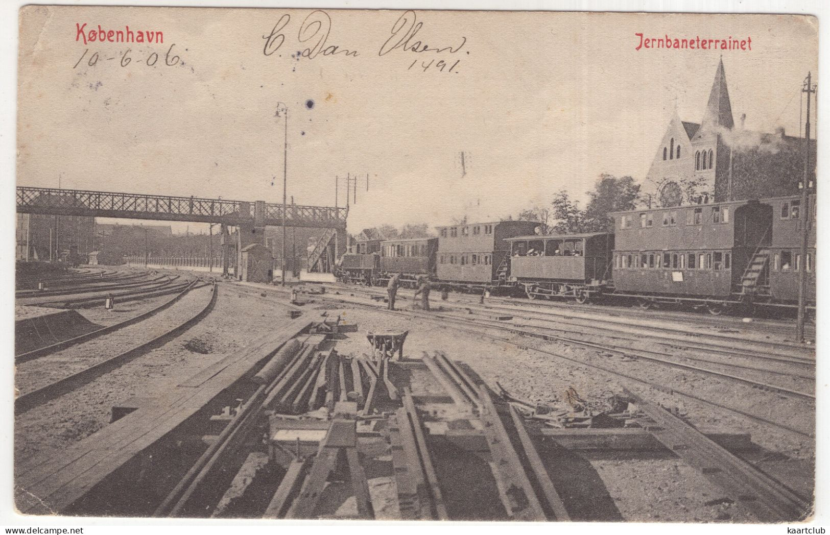 Kobenhavn - Jernbaneterrainet - (Danmark) - 1906 - Railroad-station, Steamlocomotive, Train - Danemark