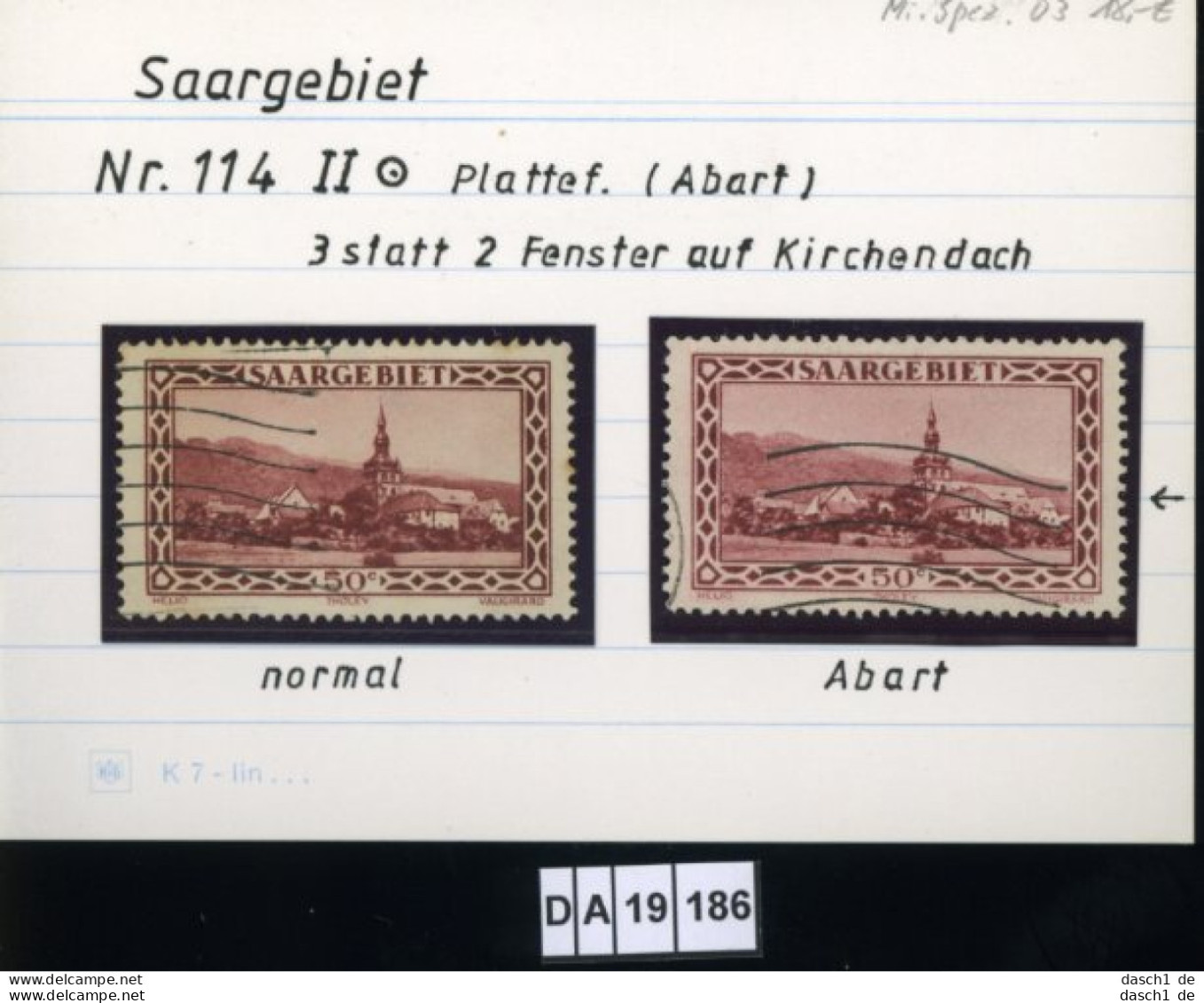 Saargebiet , 114 II  , PLF / Abart - Siehe Foto - Usados