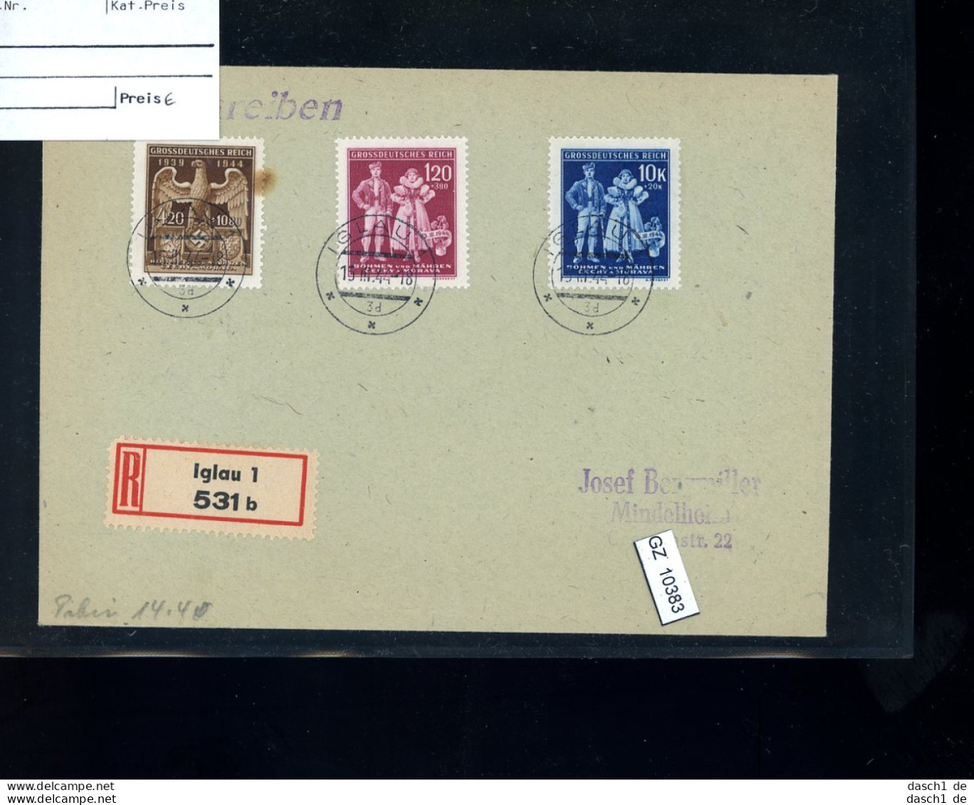 DR, Böhmen Und Mähren 133 - 135 Satzbrief Einschreiben - Storia Postale