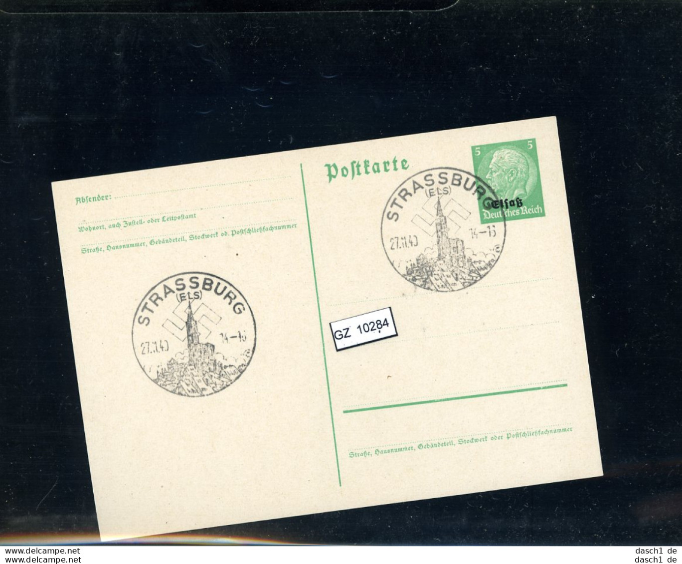 DR, Elsaß, O, PK Mit SST 20 - Cartes Postales