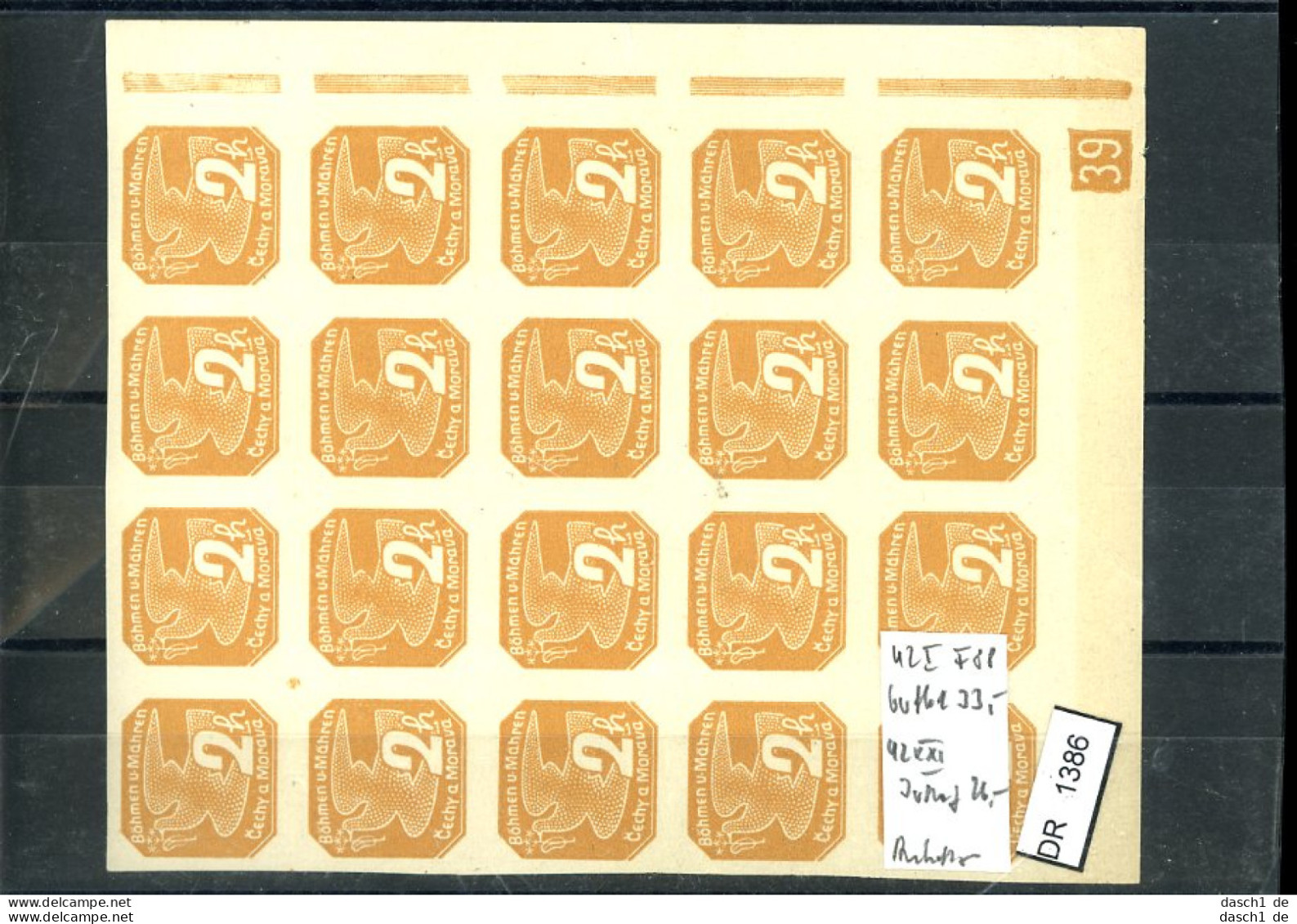 DR, Böhmen Und Mähren, Xx, 42 Mit PL Nr Und 2 Plattenfehler - Unused Stamps