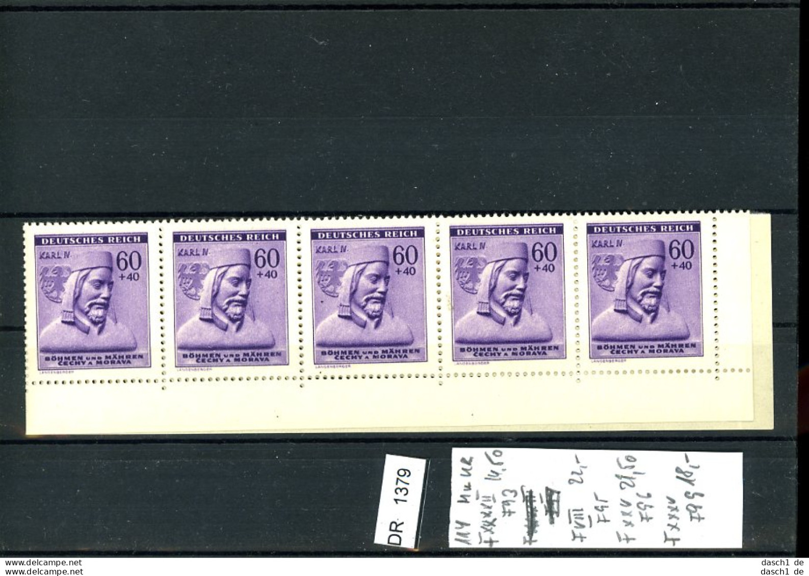 DR, Böhmen Und Mähren, Xx, 114 10er Unterrandstreifen Mit 4 Plattenfehler - Unused Stamps