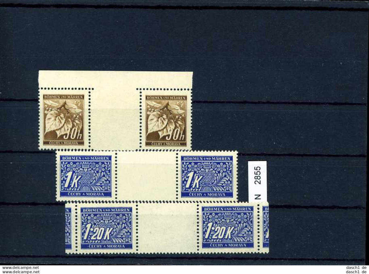 DR, Böhmen Und Mähren, Xx, 3 Zwischenstegpaare - Unused Stamps