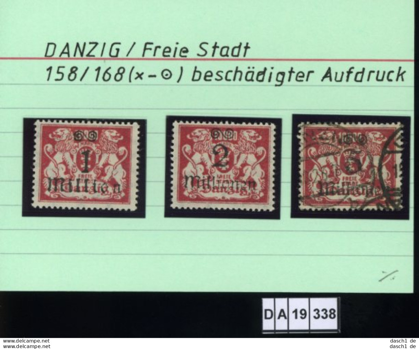 Deutsches Reich,  Danzig , E. 158 Ff , PLF / Abart - Siehe Foto  - Altri & Non Classificati