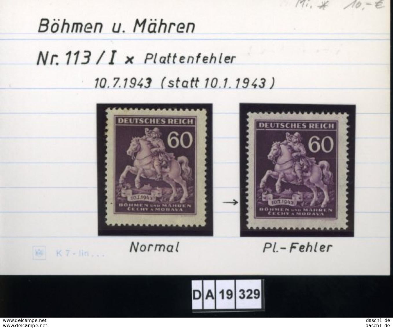 Deutsches Reich , Böhmen+Mähren 113 I , PLF / Abart - Siehe Foto - Abarten & Kuriositäten