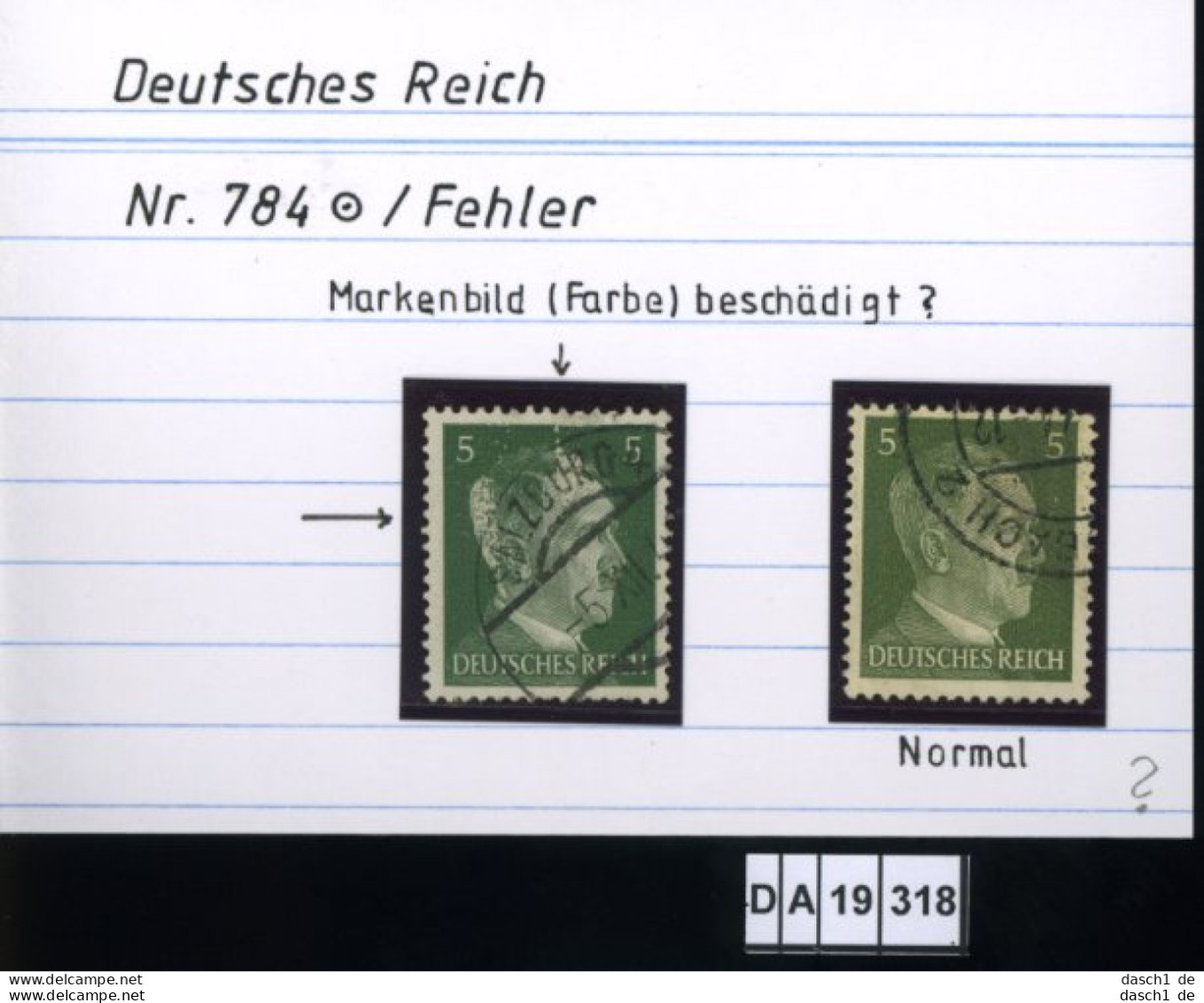 Deutsches Reich , 784 , PLF / Abart - Siehe Foto - Errors & Oddities