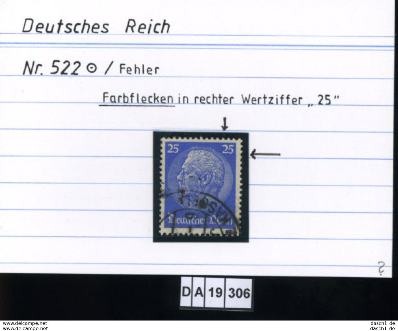 Deutsches Reich , 521 , PLF / Abart - Siehe Foto - Errors & Oddities