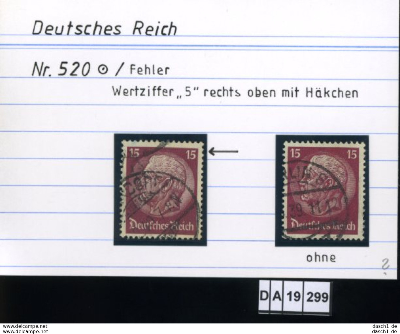 Deutsches Reich , 520 , PLF / Abart - Siehe Foto - Variétés & Curiosités