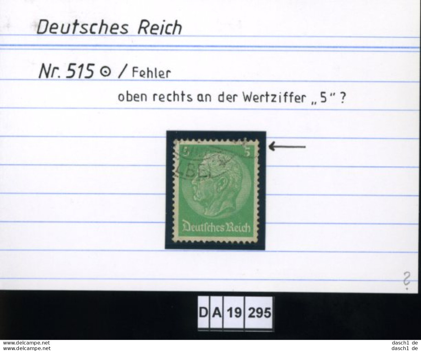 Deutsches Reich , 515 , PLF / Abart - Siehe Foto - Abarten & Kuriositäten