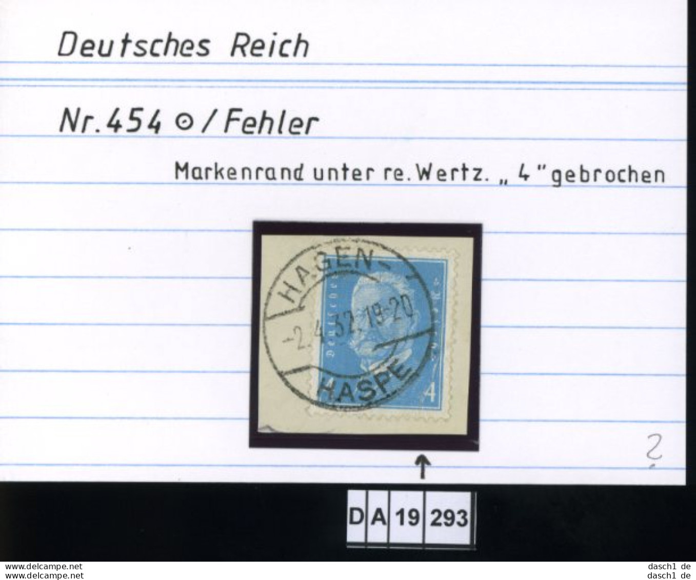 Deutsches Reich , 454 , PLF / Abart - Siehe Foto - Varietà & Curiosità