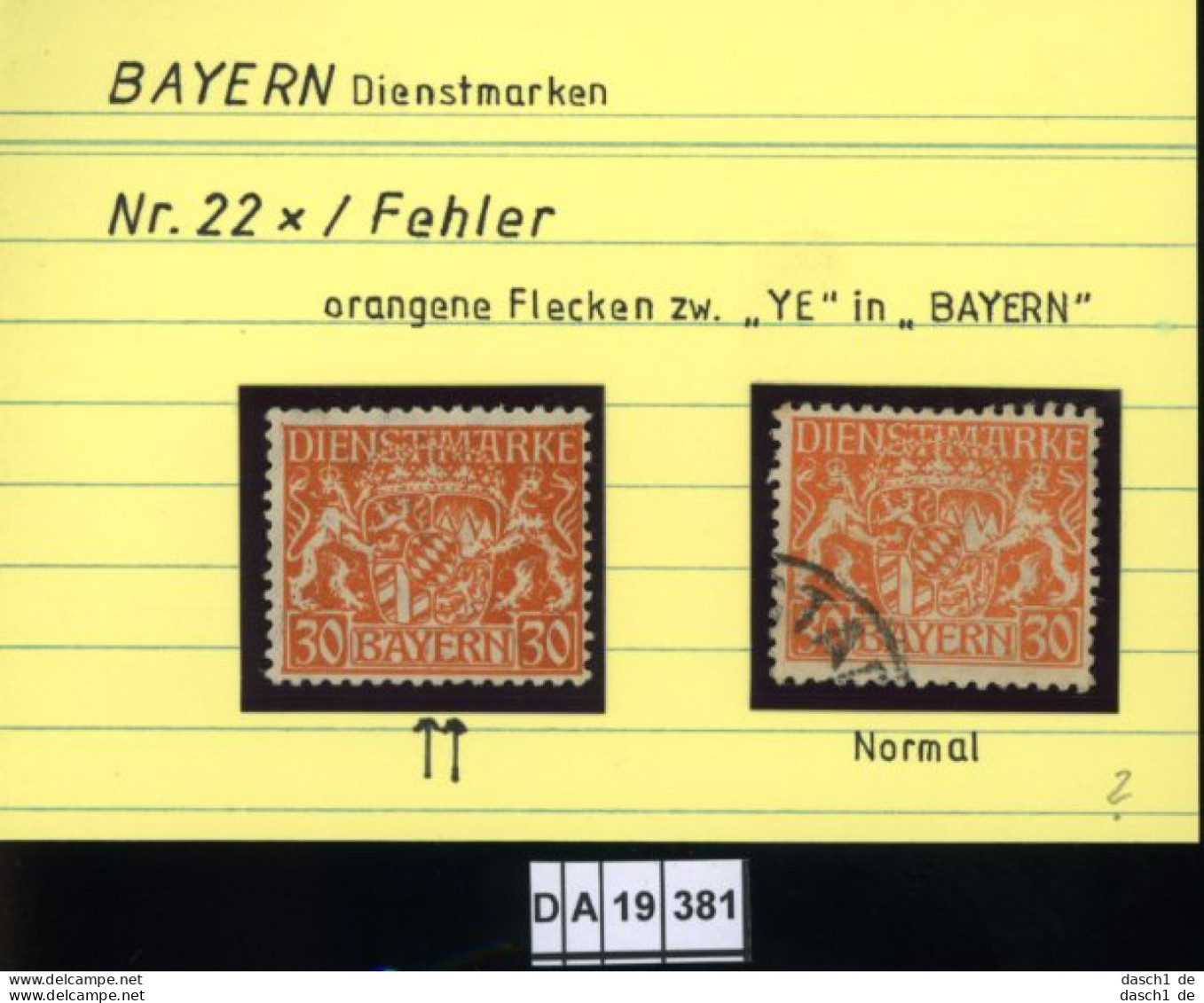 AD Bayern , D 22 , PLF / Abart - Siehe Foto - Mint