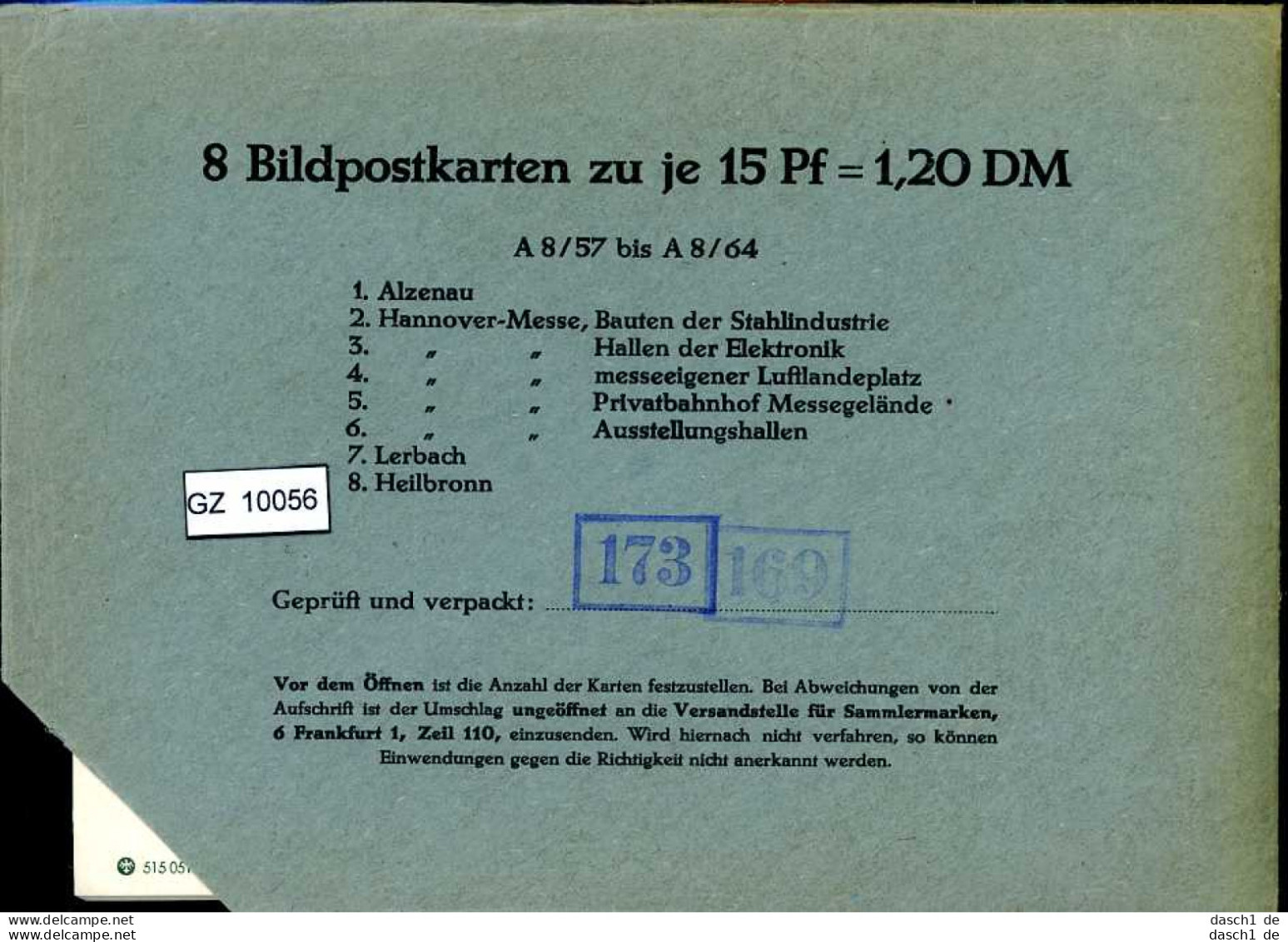 Bundesrepublik, P86, A8/57- A8/64 Mi 14,00 - Postales - Nuevos