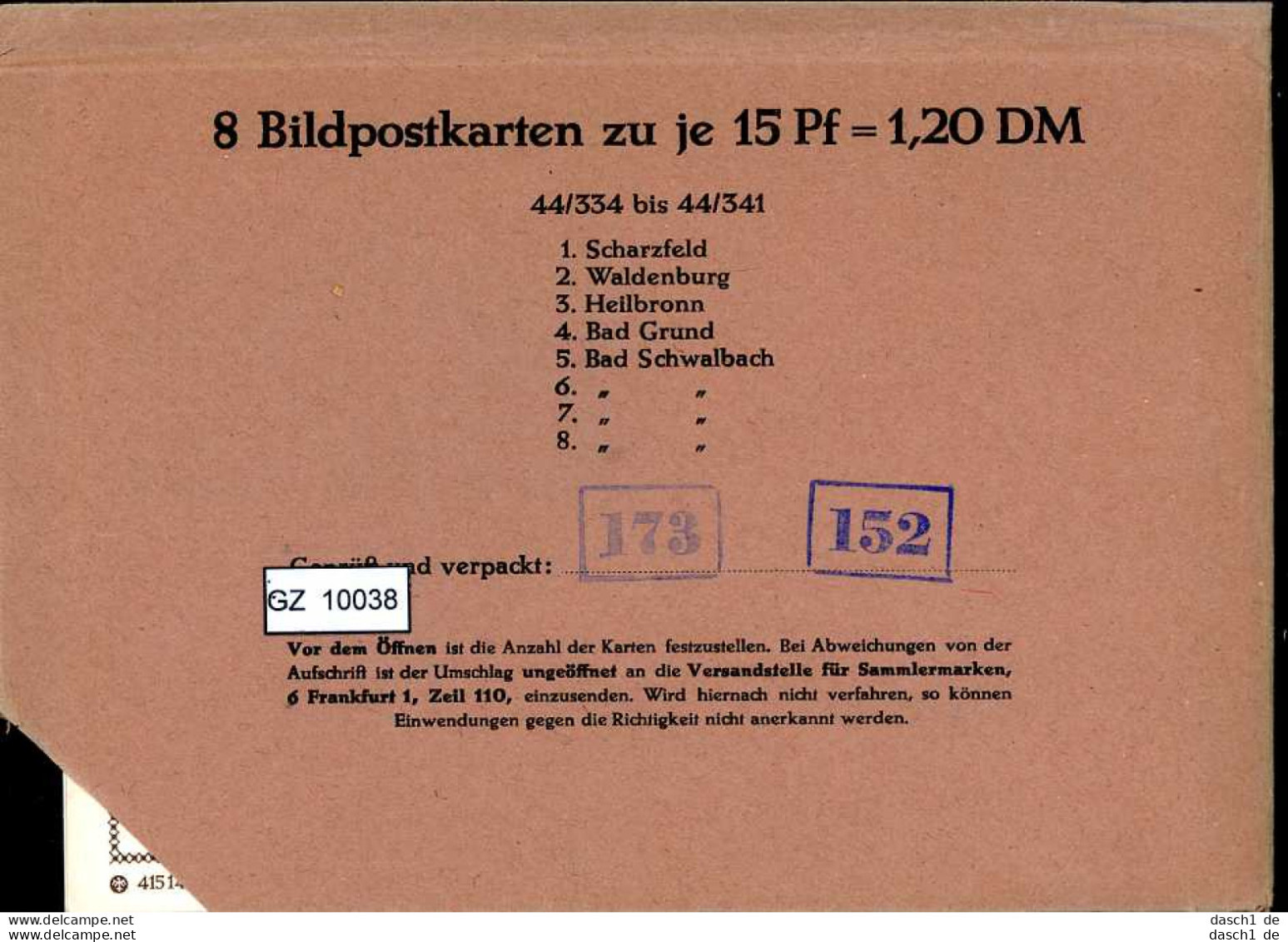 Bundesrepublik, P81, 44/334- 44/341, Mi 12,00 - Postkaarten - Ongebruikt