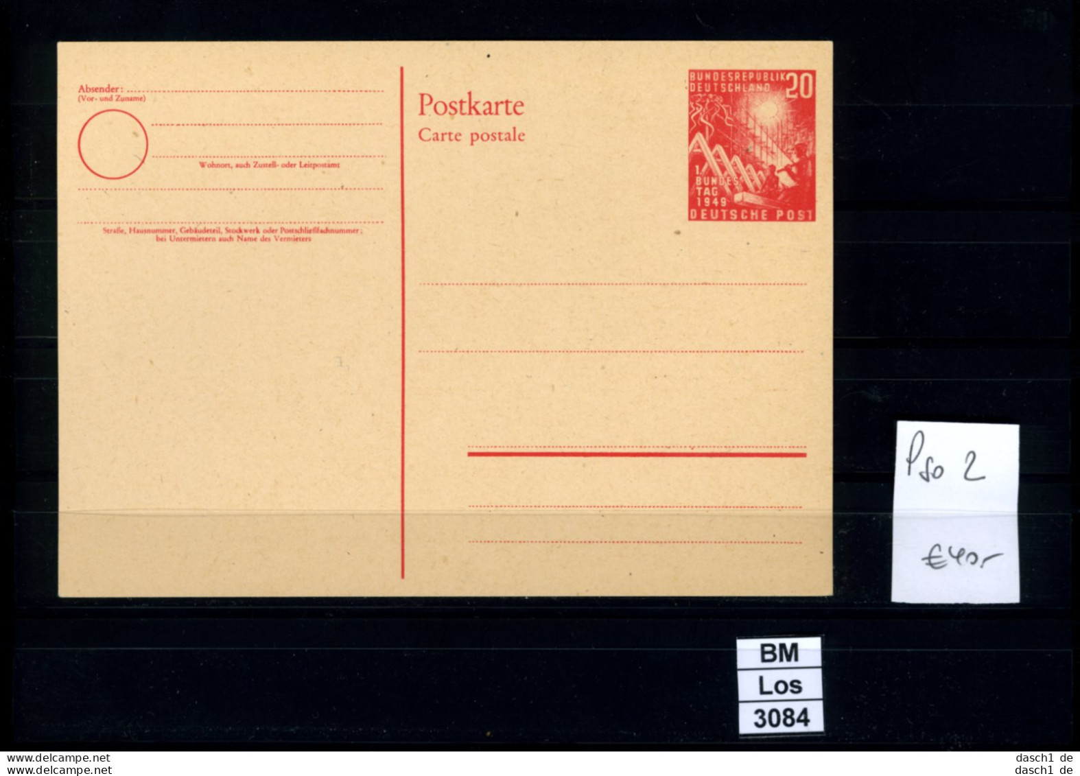 BRD, Xx, PSo 2, Bundestag 20 Pf., Nicht Gelaufen - Cartes Postales - Neuves