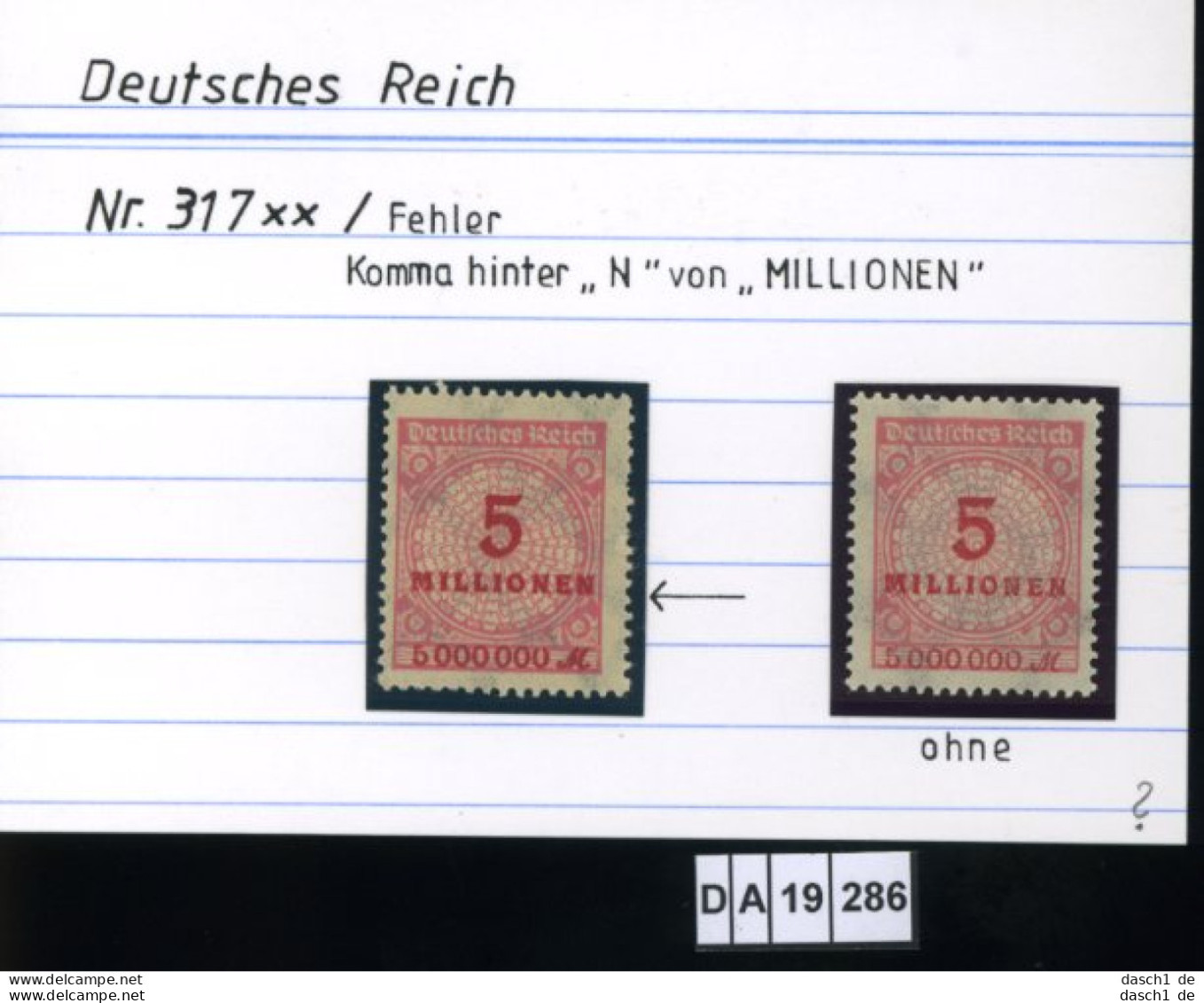 Deutsches Reich , 3 Lose U.a. 319 II , PLF / Abart - Siehe Foto - Variétés & Curiosités