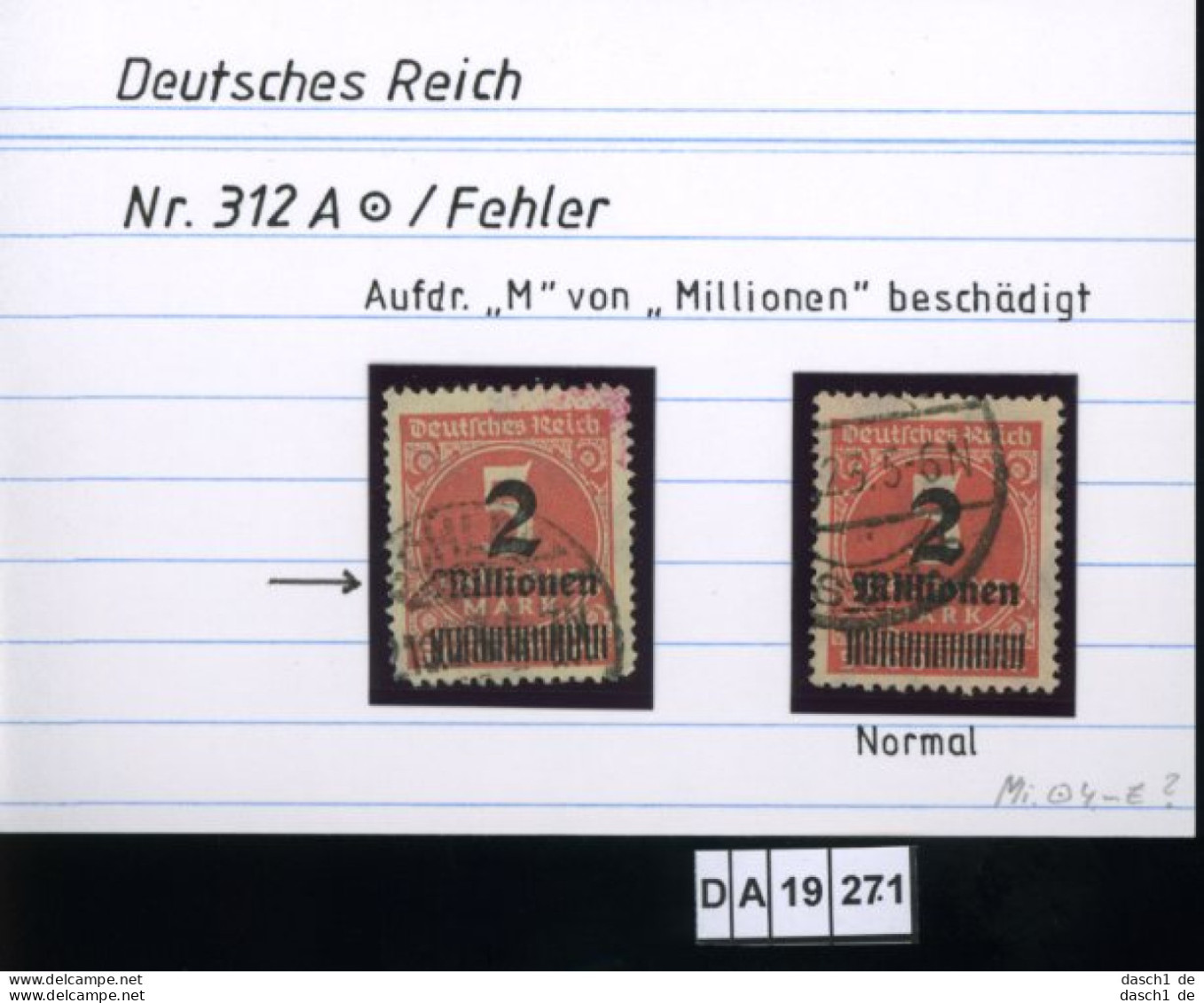 Deutsches Reich , 5 Lose U.a. 291 , PLF / Abart - Siehe Foto - Errors & Oddities
