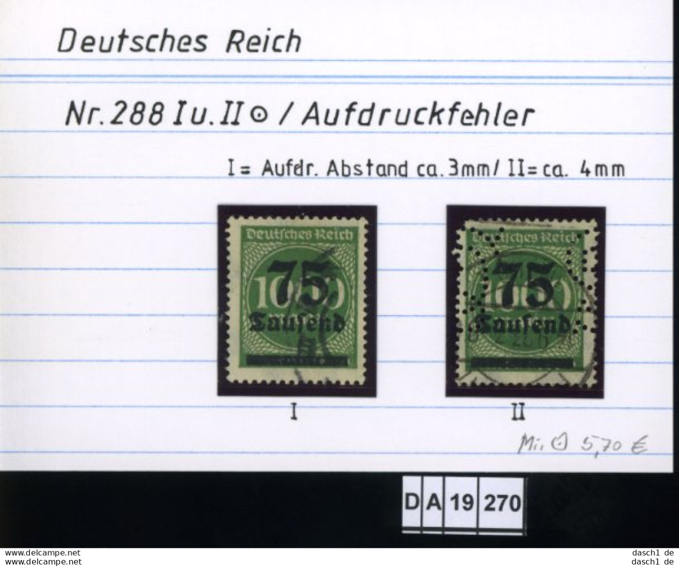 Deutsches Reich , 5 Lose U.a. 291 , PLF / Abart - Siehe Foto - Variedades & Curiosidades