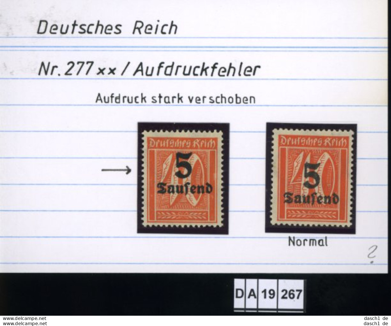 Deutsches Reich , 5 Lose U.a. 277 , PLF / Abart - Siehe Foto - Variedades & Curiosidades