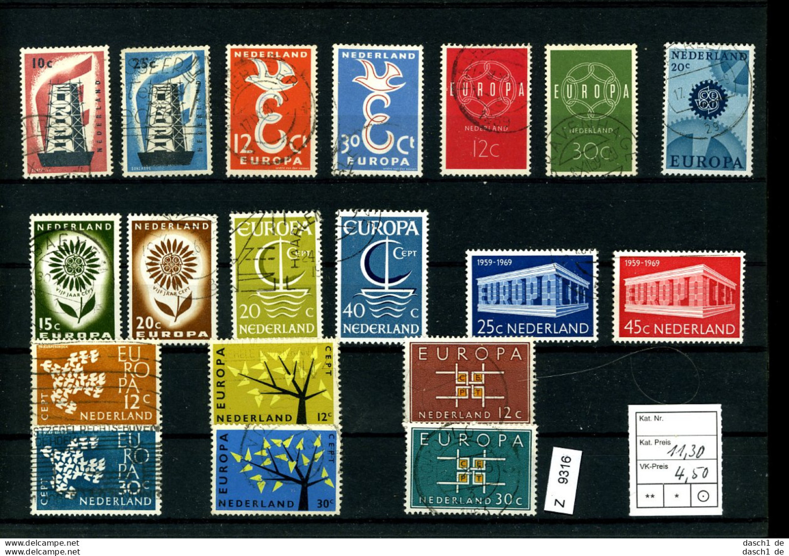 Kleine Sammlung Auf 5 A5-Karten, X, Xx, O, 5 Lose U.a. Italien, Luxemburg - Collections