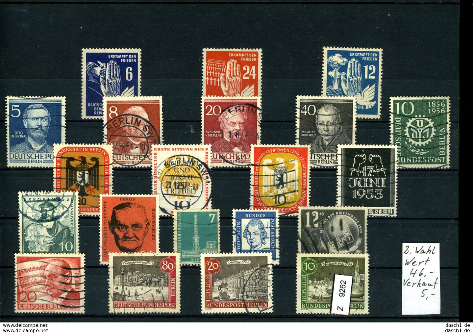 Kleine Sammlung Auf 5 A5-Karten, (x), X, Xx, O, 2. Wahl, 5 Lose U.a. Berlin - Used Stamps