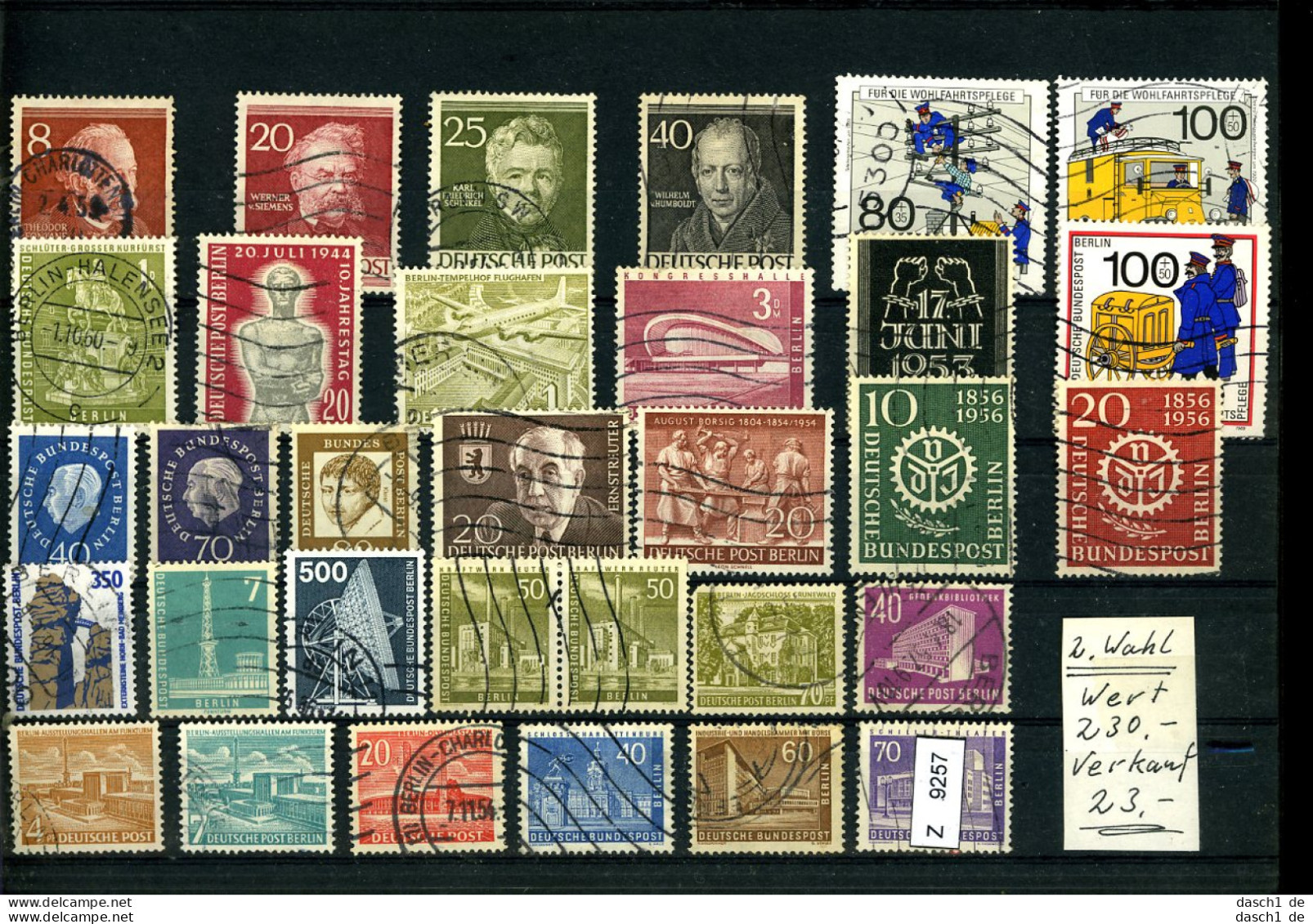 Kleine Sammlung Auf 5 A5-Karten, (x), X, Xx, O, 2. Wahl, 5 Lose U.a. Berlin - Used Stamps