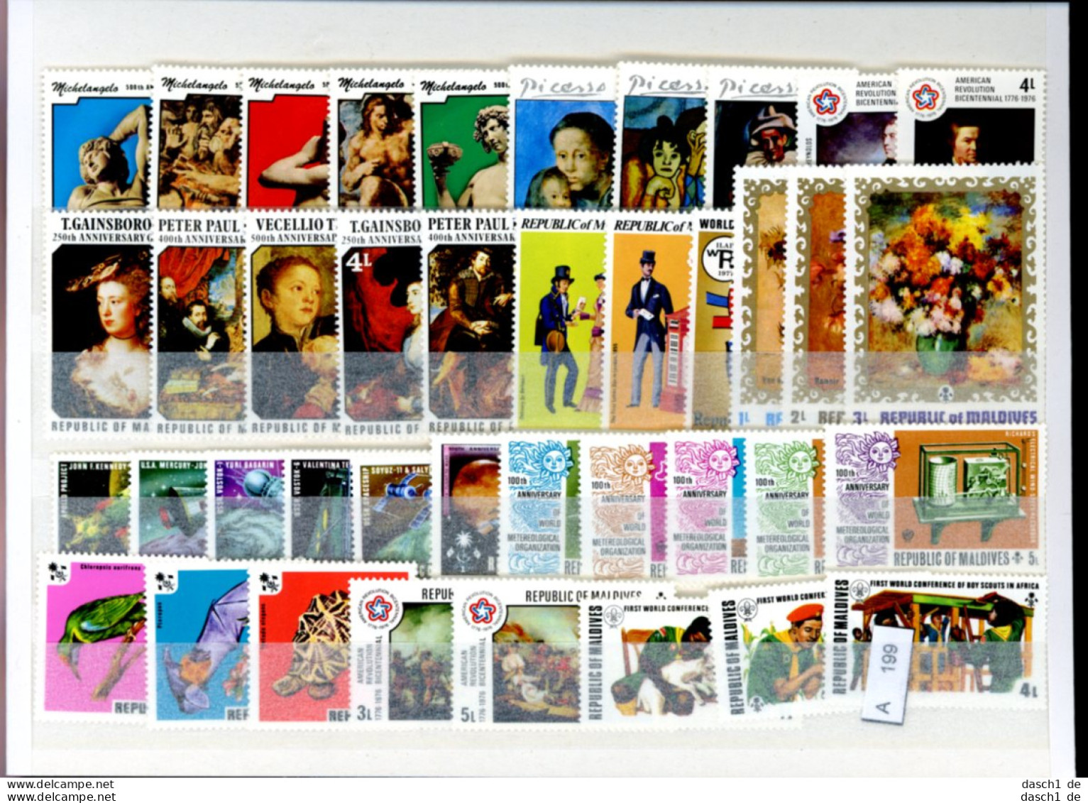 Slg. Postfrische Marken, Xx, 3 Lose Auf A5-Karten Dichtgesteckt, Schwerpunkt Motivmarken, Malediven - Maldive (1965-...)