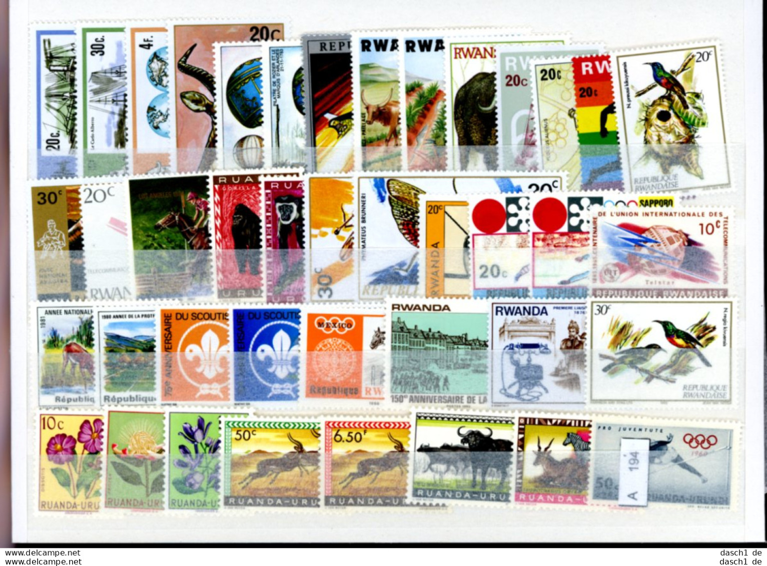 Slg. Postfrische Marken, Xx, 2 Lose Auf A5-Karten Dichtgesteckt, Schwerpunkt Motivmarken, Afrika - Collections (without Album)
