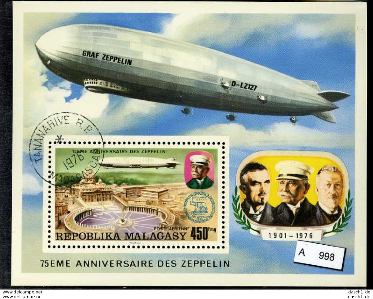 Motiv, 7 Lose U.a. Zeppelin, Costa Rica 1073-1077 - Andere (Lucht)