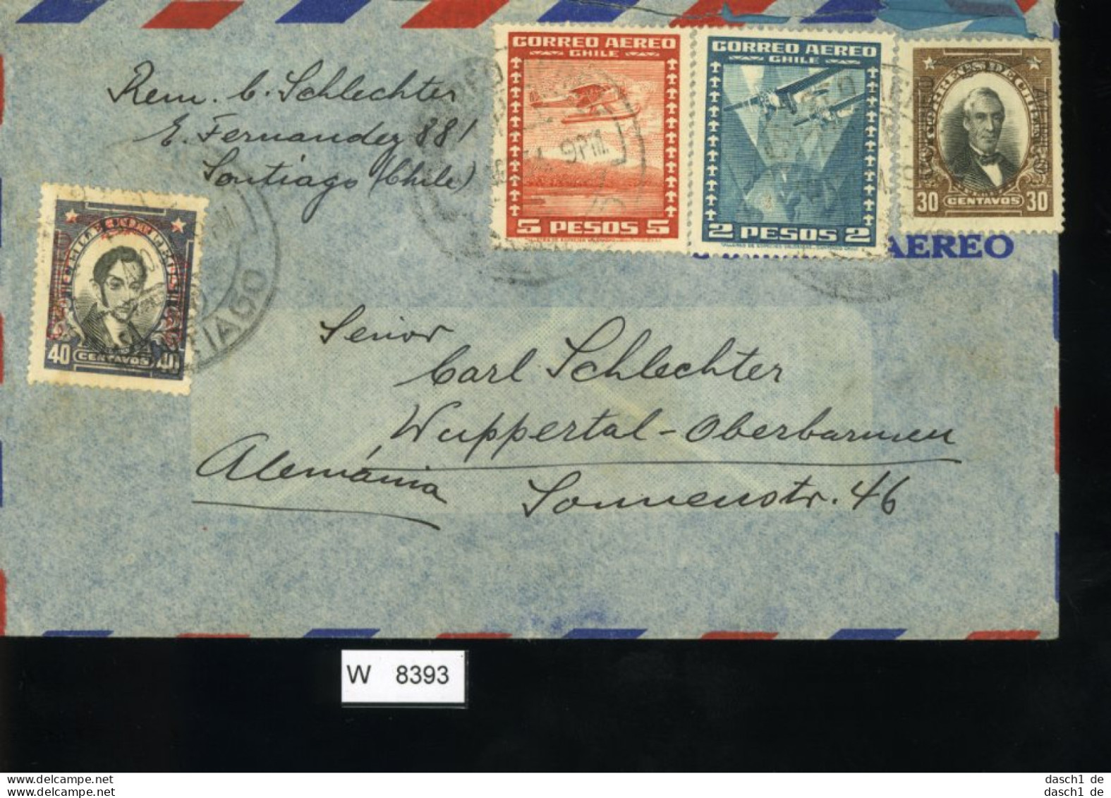 Chile, Luftpostbrief Von 1931 Gelaufen - Chile