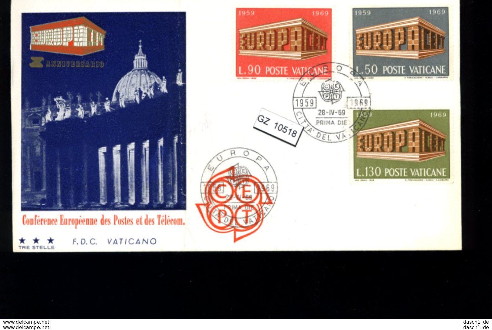 Vatikan,  7 Lose u.a. FDC, 1973