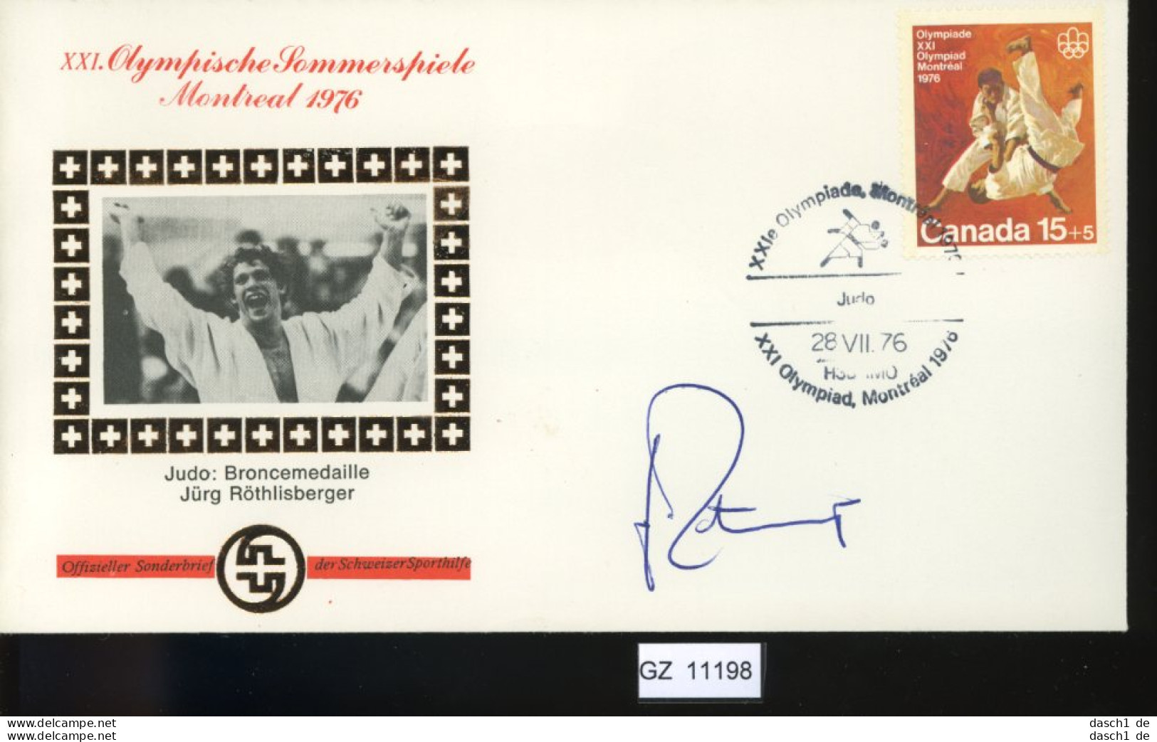 Schweiz, Olympiade 1976, Sonderbrief Zur Broncemedallie J. Röthlisberger Mit Unterschrift - Brieven En Documenten