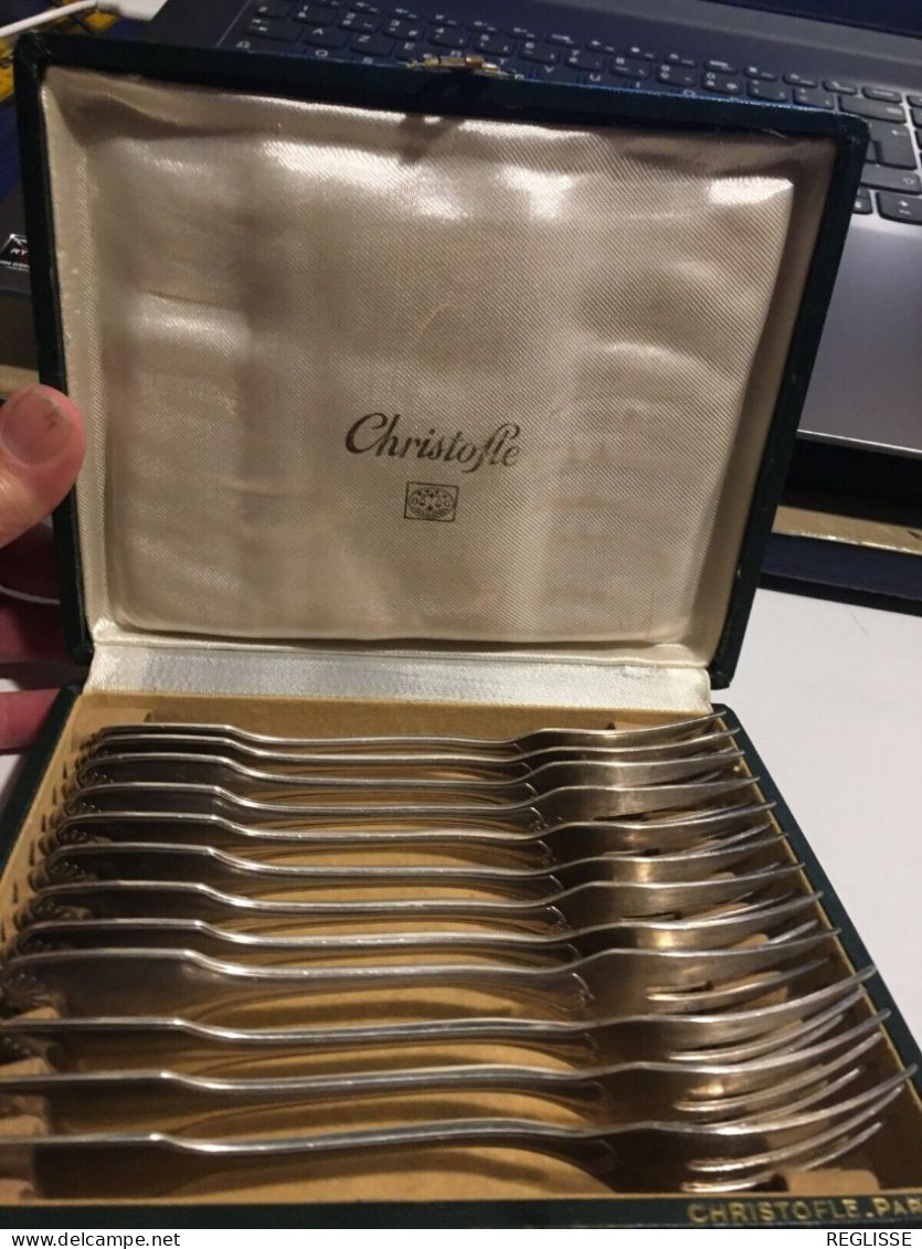 écrin 12 Fourchettes à Gâteau "ALFENIDE CHRISTOFLE" - Plata