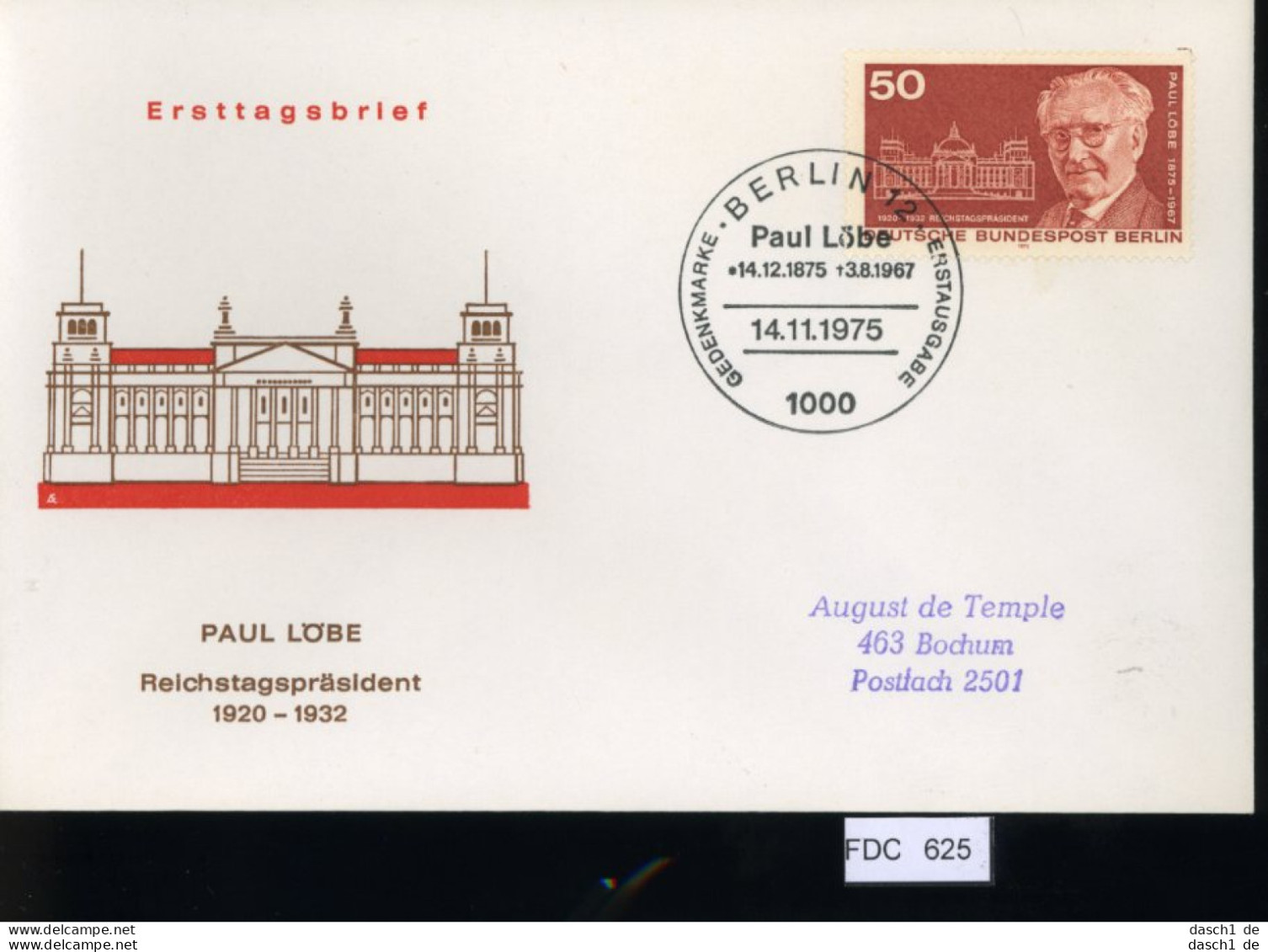 Berlin, FDC, 6 Lose U.a. 1975, Mi.-Nr. 508 - Andere & Zonder Classificatie