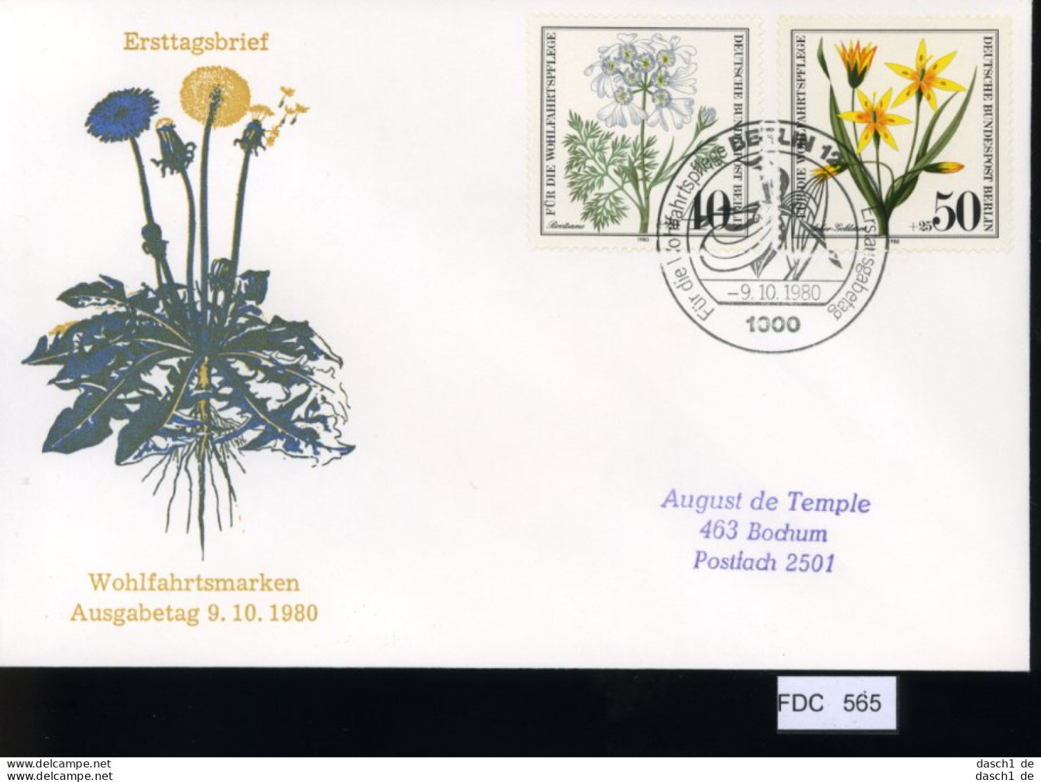 Berlin, FDC, 6 Lose U.a. 1980, Mi.-Nr. 617-620 - Other & Unclassified