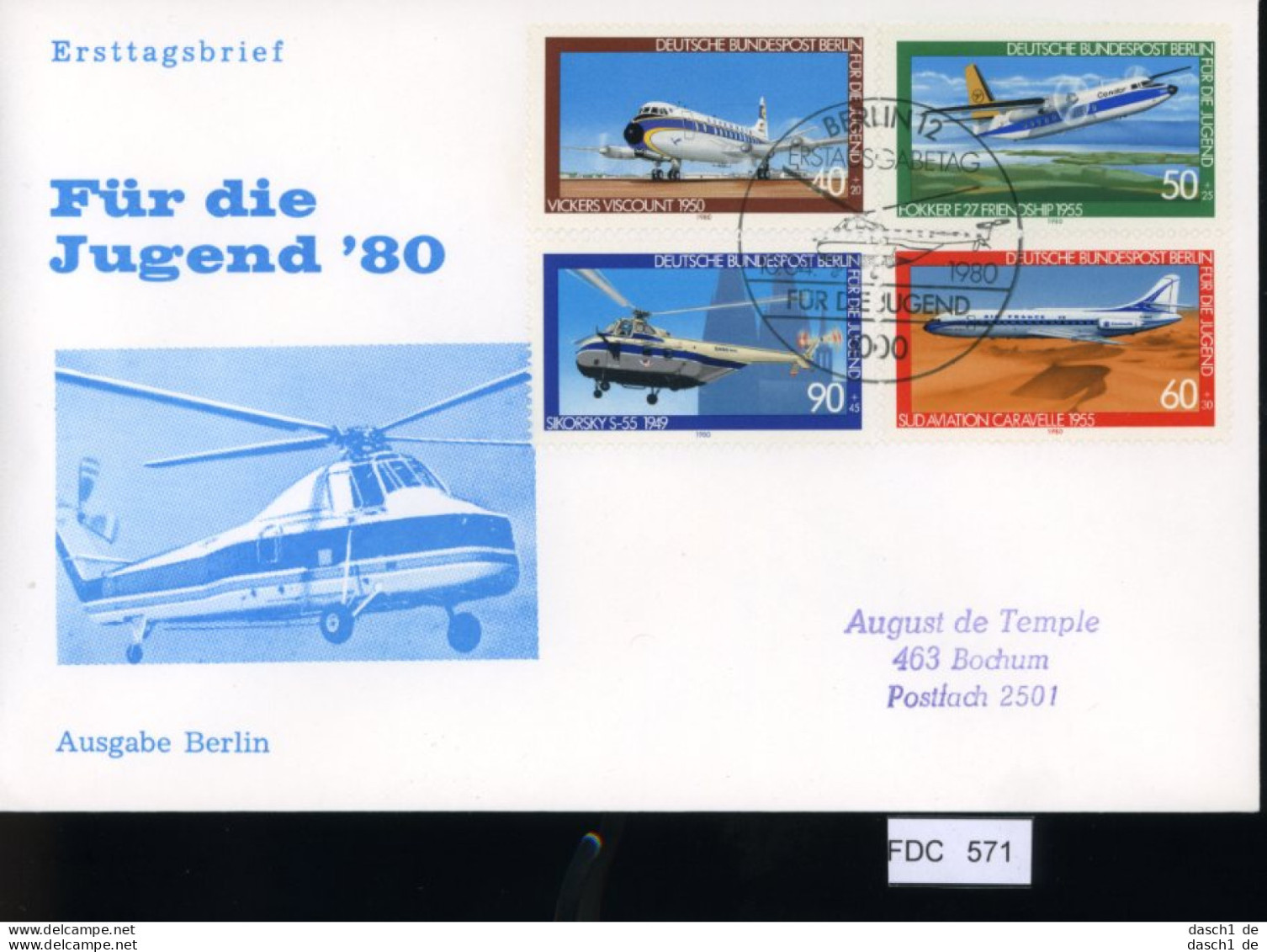 Berlin, FDC, 6 Lose U.a. 1980, Mi.-Nr. 617-620 - Altri & Non Classificati