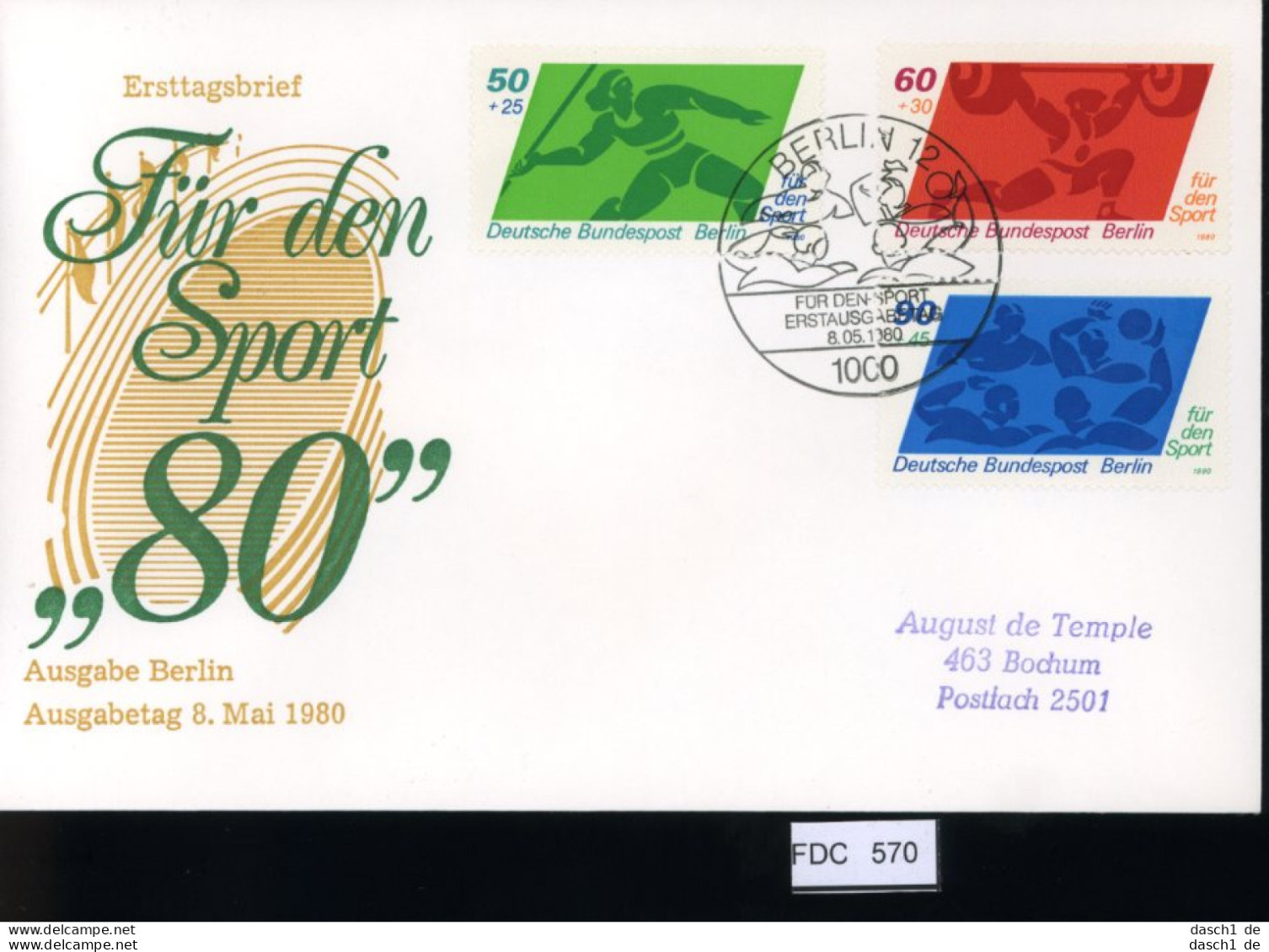 Berlin, FDC, 6 Lose u.a. 1980, Mi.-Nr. 617-620