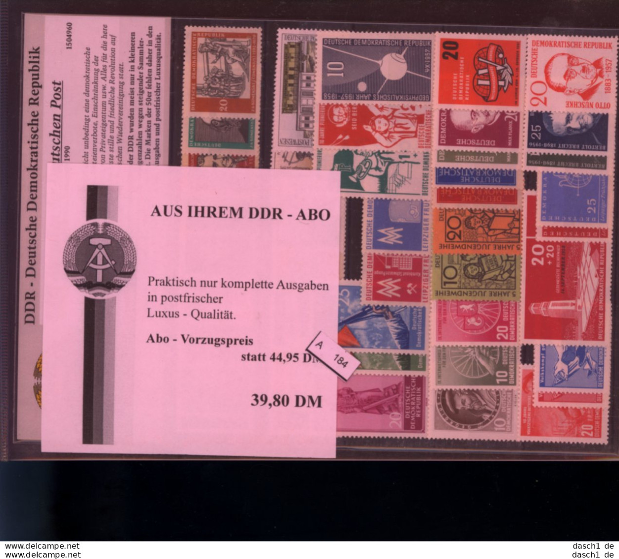 DDR, 3 Lose U.a. Steckkarte Mit Marken Und Sätzen (alter Verkaufspreis DM 39,80) - Ungebraucht