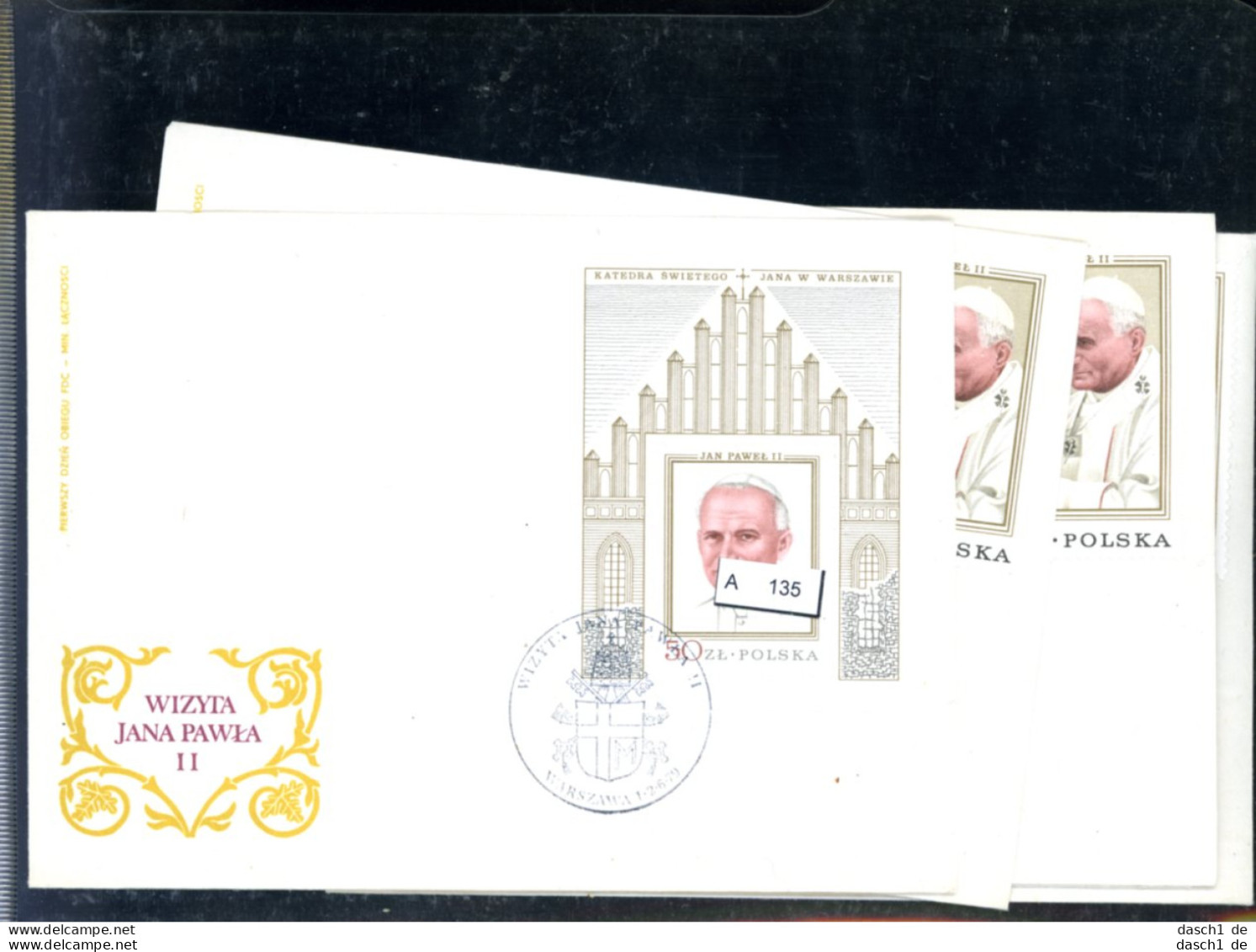Polen, Papstbesuch Johannes Paul II 1979, 1 Block, 4 Marken Jeweils Auf Brief - Brieven En Documenten
