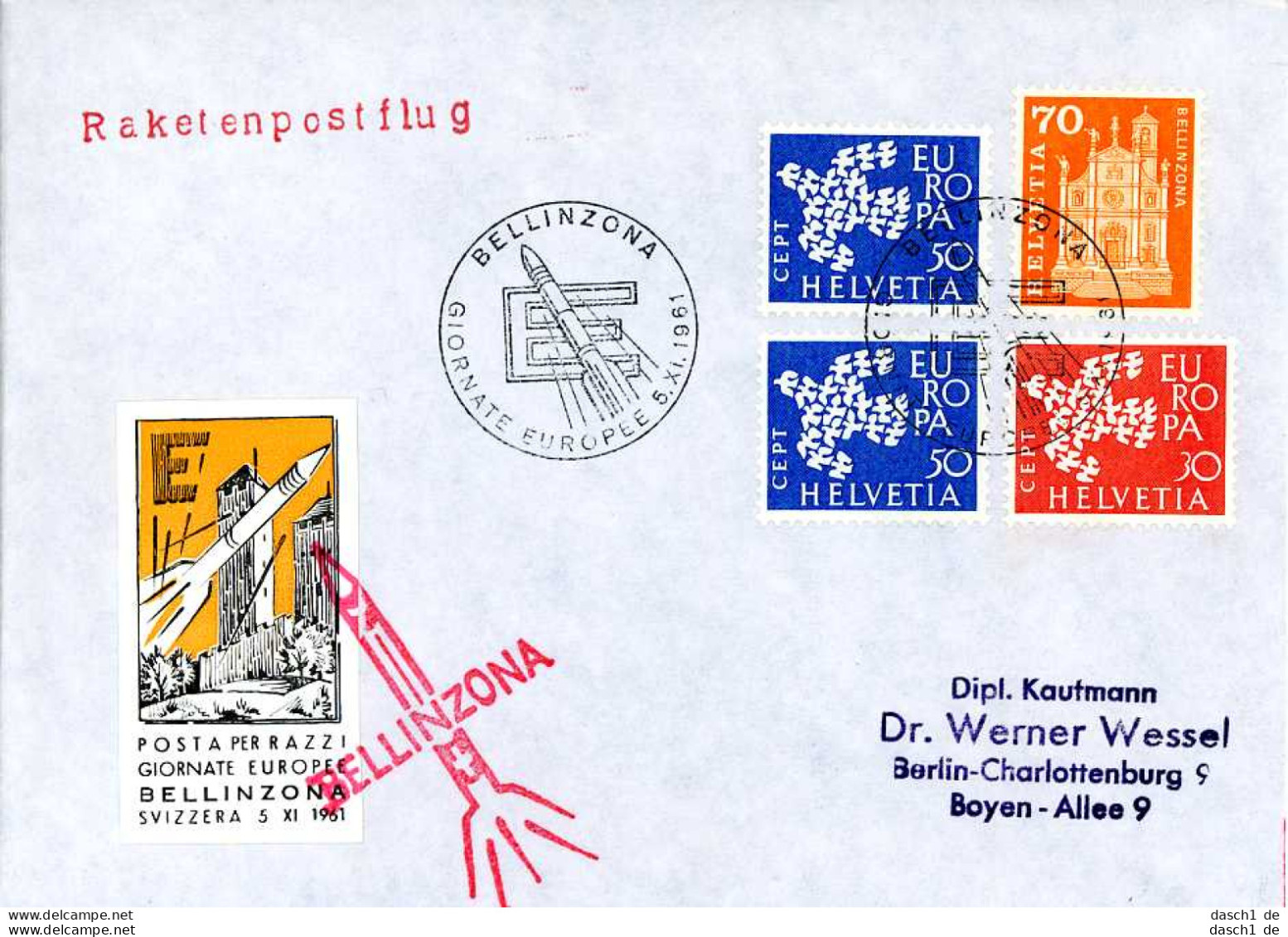 Europa, CEPT, 1961, Raketenpost Schweiz - 1961