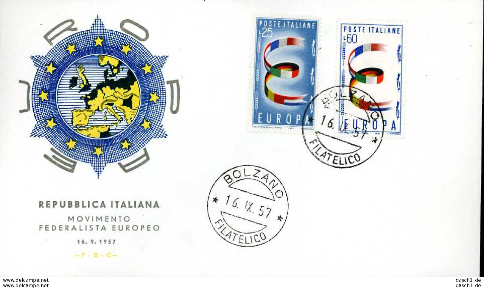 Europa, CEPT, 1957, FDC, 7 Belege