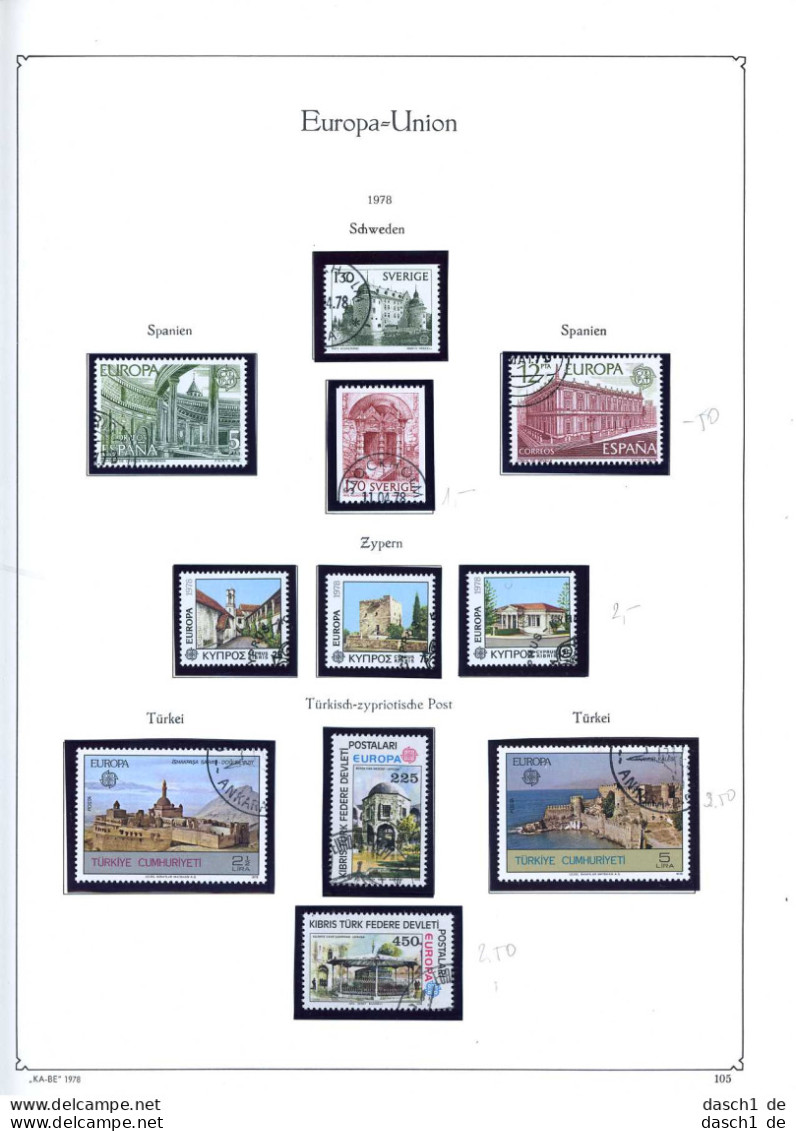 Europa, CEPT, o, 1978, Das Los umfaßt nur die dargestellten Ausgaben die in diesem Los angeboten werden, nahezu komplett