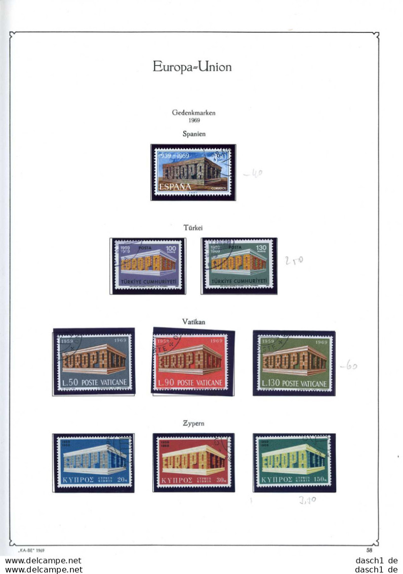 Europa, CEPT, Xx, O, 1969, Das Los Umfaßt Nur Die Dargestellten Ausgaben Die In Diesem Los Angeboten Werden, Nahezu Komp - 1969