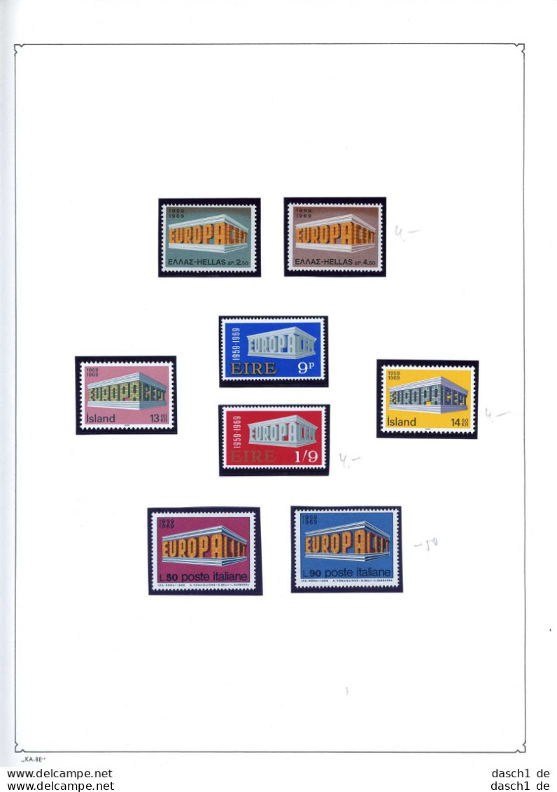 Europa, CEPT, xx, o, 1969, Das Los umfaßt nur die dargestellten Ausgaben die in diesem Los angeboten werden, nahezu komp
