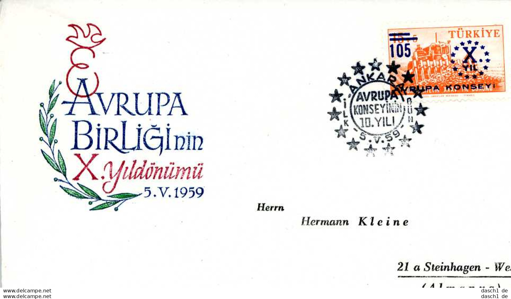 Europa, CEPT, 1959, FDC und Sonderbelege, 14 Briefe