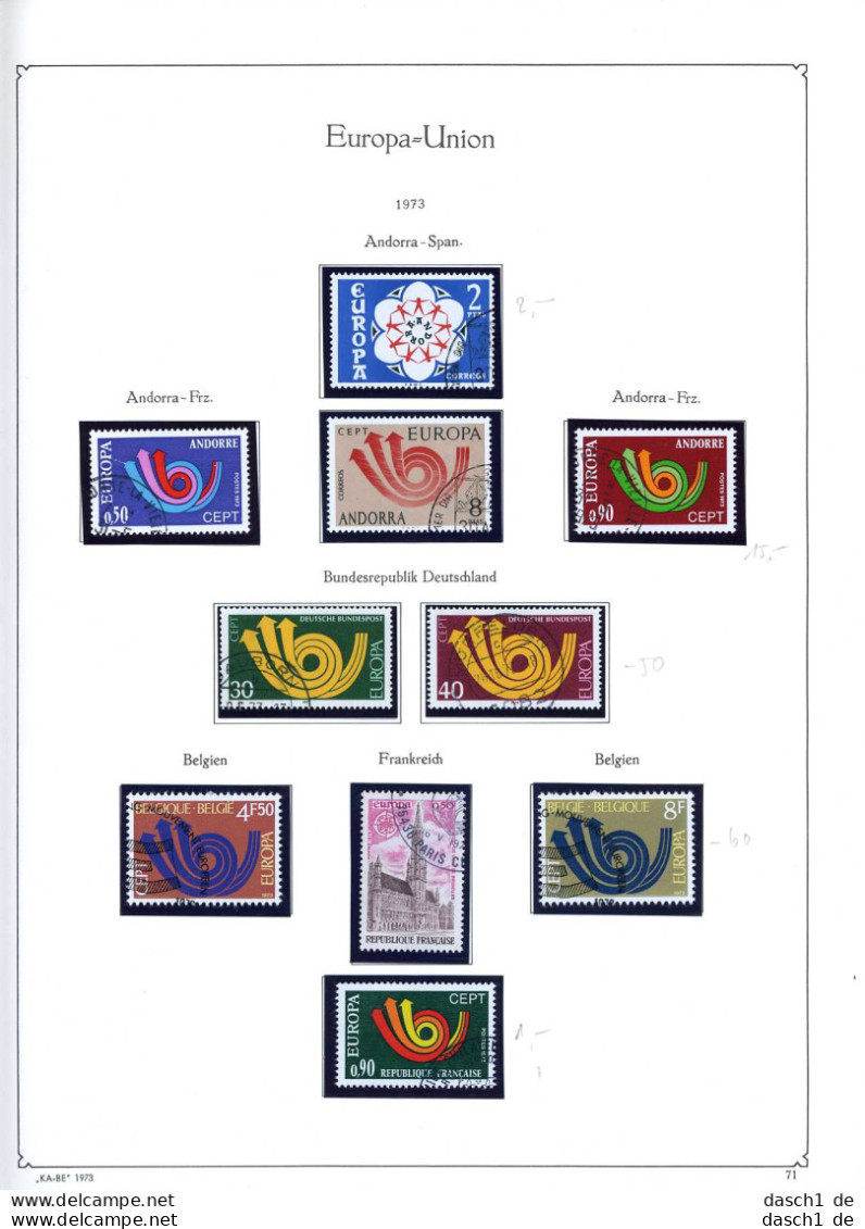 Europa, CEPT, O, 1973, Das Los Umfaßt Nur Die Dargestellten Ausgaben Die In Diesem Los Angeboten Werden, Nahezu Komplett - 1973