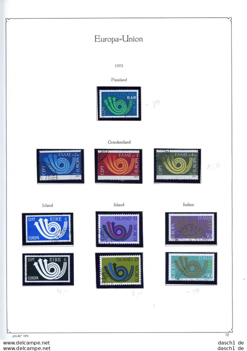 Europa, CEPT, O, 1973, Das Los Umfaßt Nur Die Dargestellten Ausgaben Die In Diesem Los Angeboten Werden, Nahezu Komplett - 1973